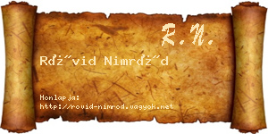 Rövid Nimród névjegykártya